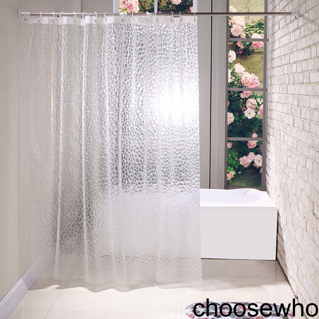 [CHOO] Clear Shower Curtain Bathroom Screen Thickened 3D Transparent Waterproof with Hooks EVA Home Supplies
