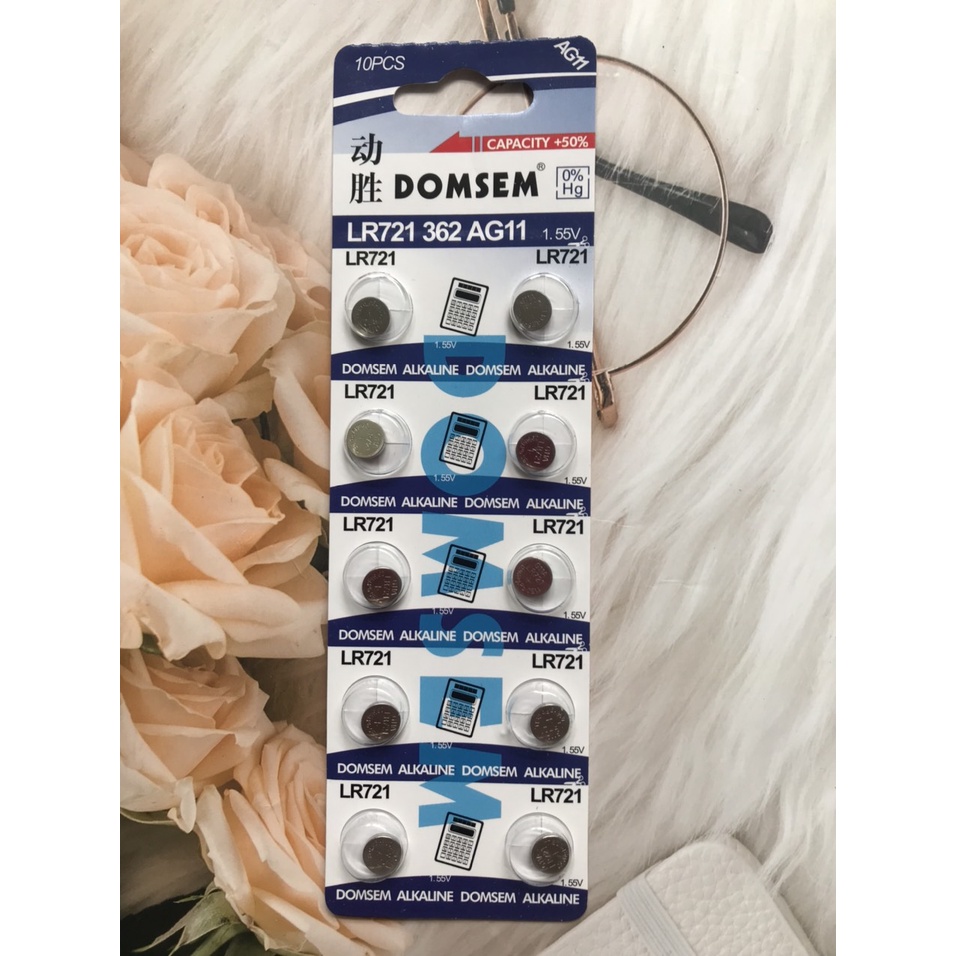 Vỉ 10 viên pin Domsem AG11 - SR721SW - SR721 - 362 - LR721W - L721F chính hãng