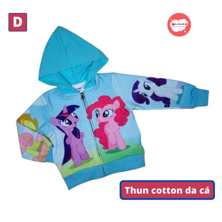 Áo khoác bé gái hình Pony từ 11-43kg - Thun cotton da cá in 3D cực chất- Tomchuakids