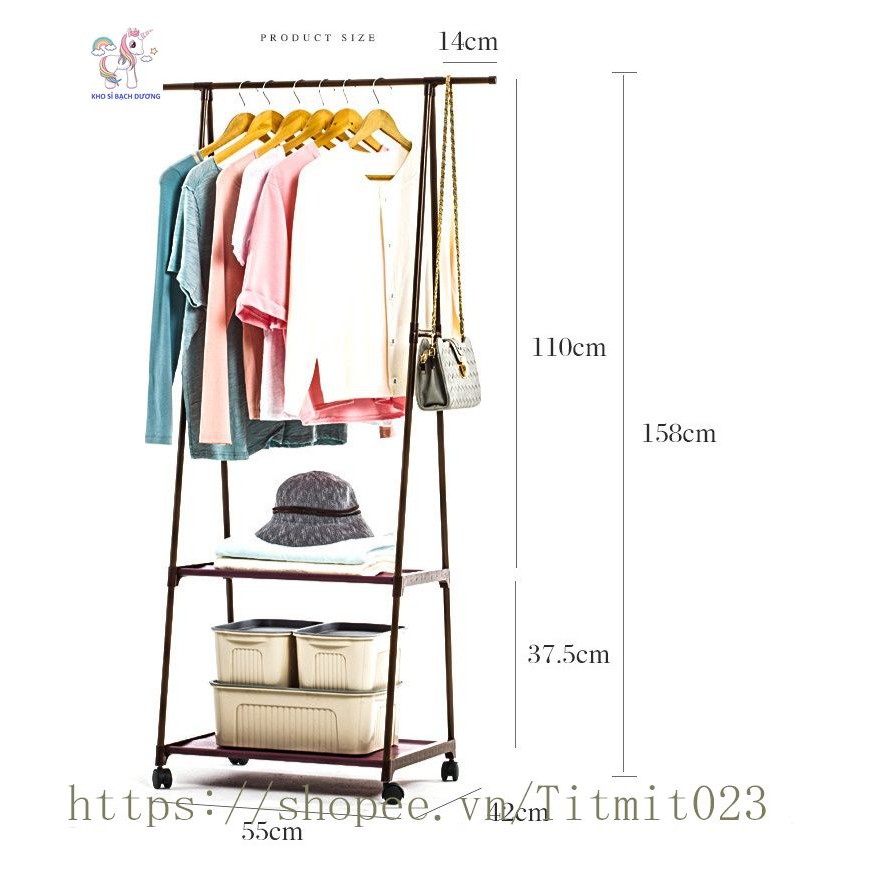 Giá Treo Quần Áo Tiện Lợi Hình Chữ A Có Ngăn Để Giày Dép