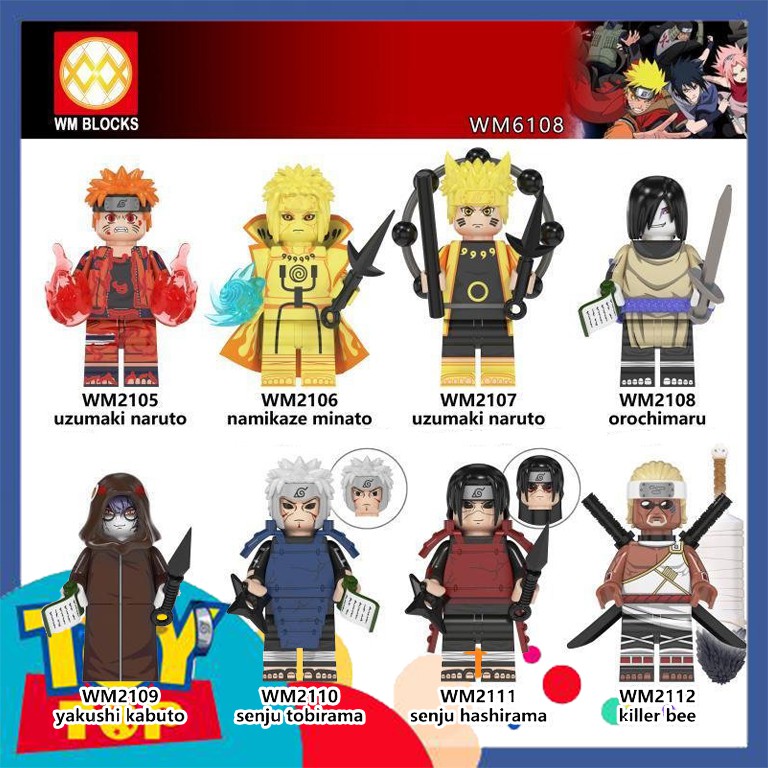 [Một con] Minifigures đồ chơi Naruto Ninja Konoha Hokage , Zabuza , Jiraiya , Sakura .... hãng WM mã WM6107 WM6108