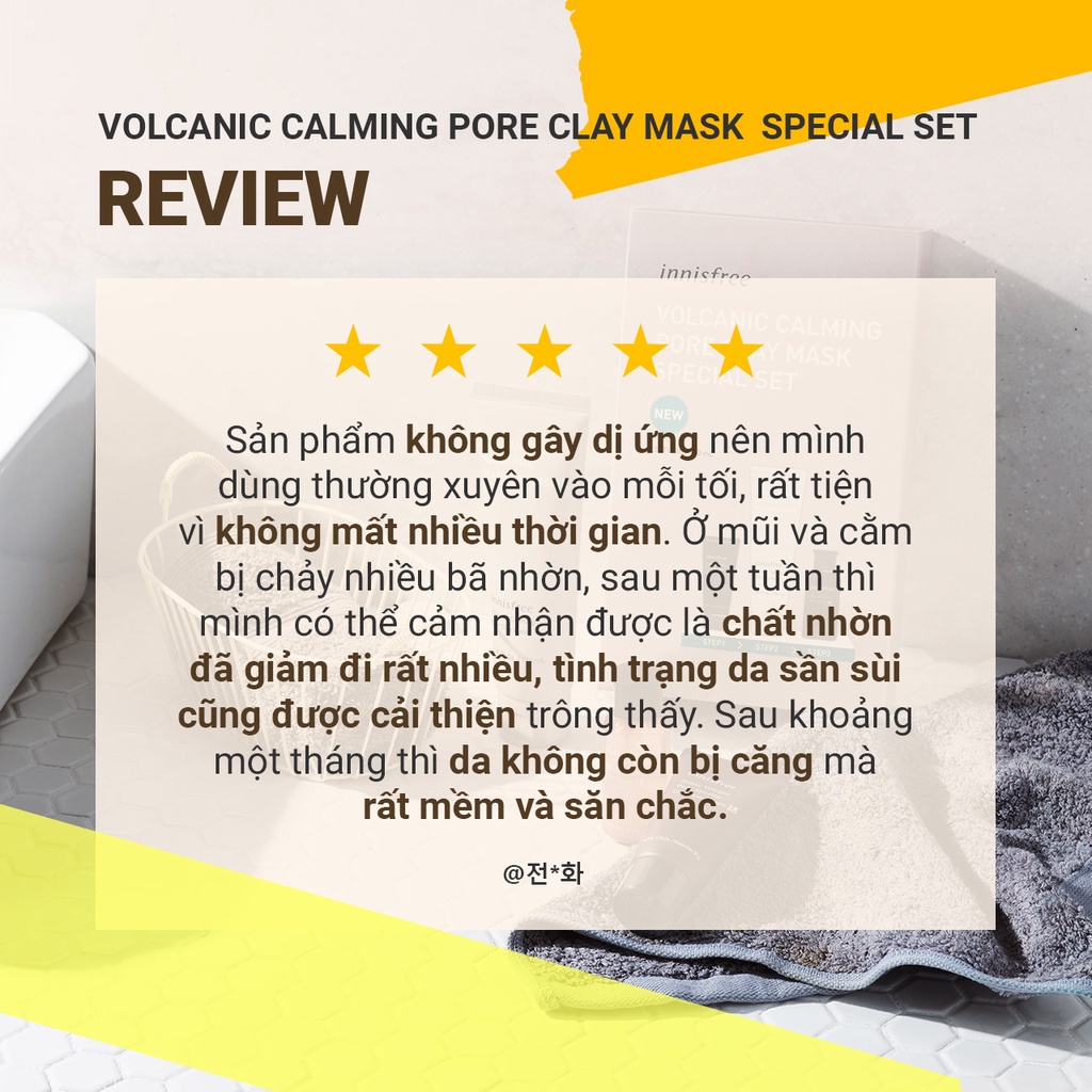 Bộ sản phẩm dưỡng da sạch sâu và chăm sóc lỗ chân lông đá tro núi lửa innisfree Volcanic Super Set