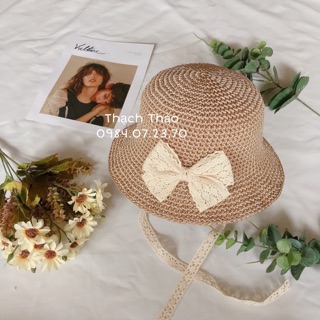 Mũ ajuma nơ ren cho bé gái