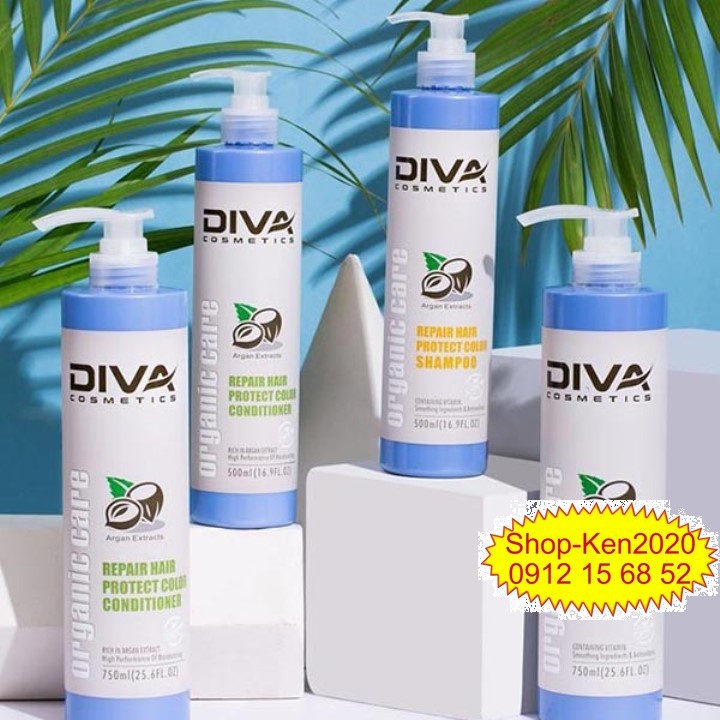 Cặp dầu gội xả Diva xanh 750ml x2
