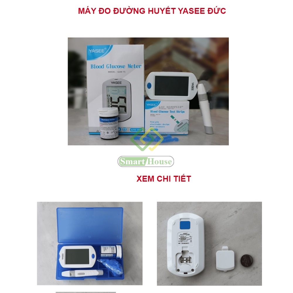 (Bán Rẻ Xin Đánh Giá 5) Máy Đo Đường Huyết Yasee GLM-75 Của Đức - Smart House