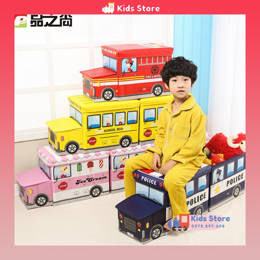 Xe Bus Xếp Đồ - Thùng đựng Đồ Chơi Hình Ô Tô cho bé trai/bé gái - toa Đầu/Sau