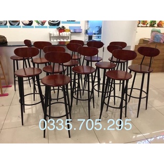 Ghế quầy bar cao quầy thu ngân cao gỗ cao su chân sắt cao cấp dành cho quán cafe trà sữa-tbl