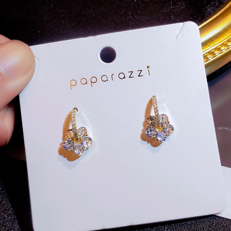 Khuyên tai JIUDUOLAN mạ bạc đính đá zircon nhân tạo dễ phối đồ thời trang thanh lịch dành cho nữ