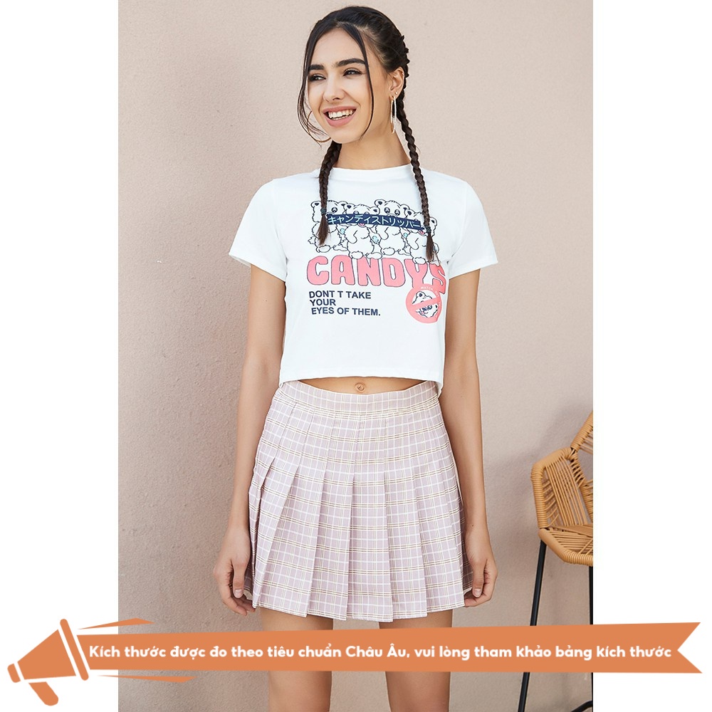 【Gợi ý từ KOL】Áo croptop Lovito in chữ thời trang L02003 (màu / trắng)