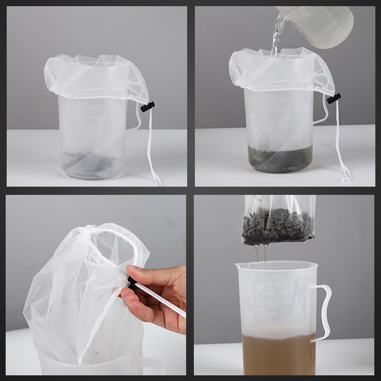 Túi lọc trà ủ trà ép hoa quả vải sợi cước 38x40cm