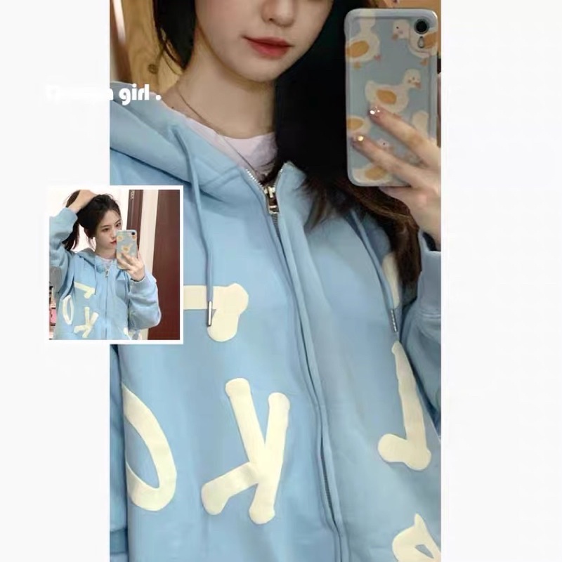 Áo Khoác Hoodie Zip Lót Bông (Hình Thật)
