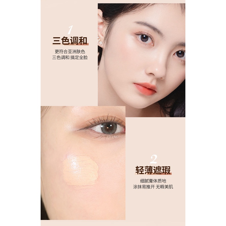 Bảng Kem Che Khuyết Điểm 3 Màu Che Phủ Mụn Và Quầng Thâm Đa Năng Làm Sáng Da Mặt Lâu Trôi