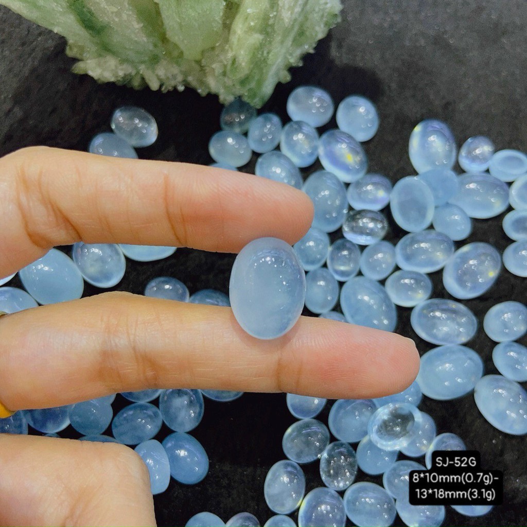 Mặt Đá Aquamarine Thiên Nhiên Size Lớn 13x18mm