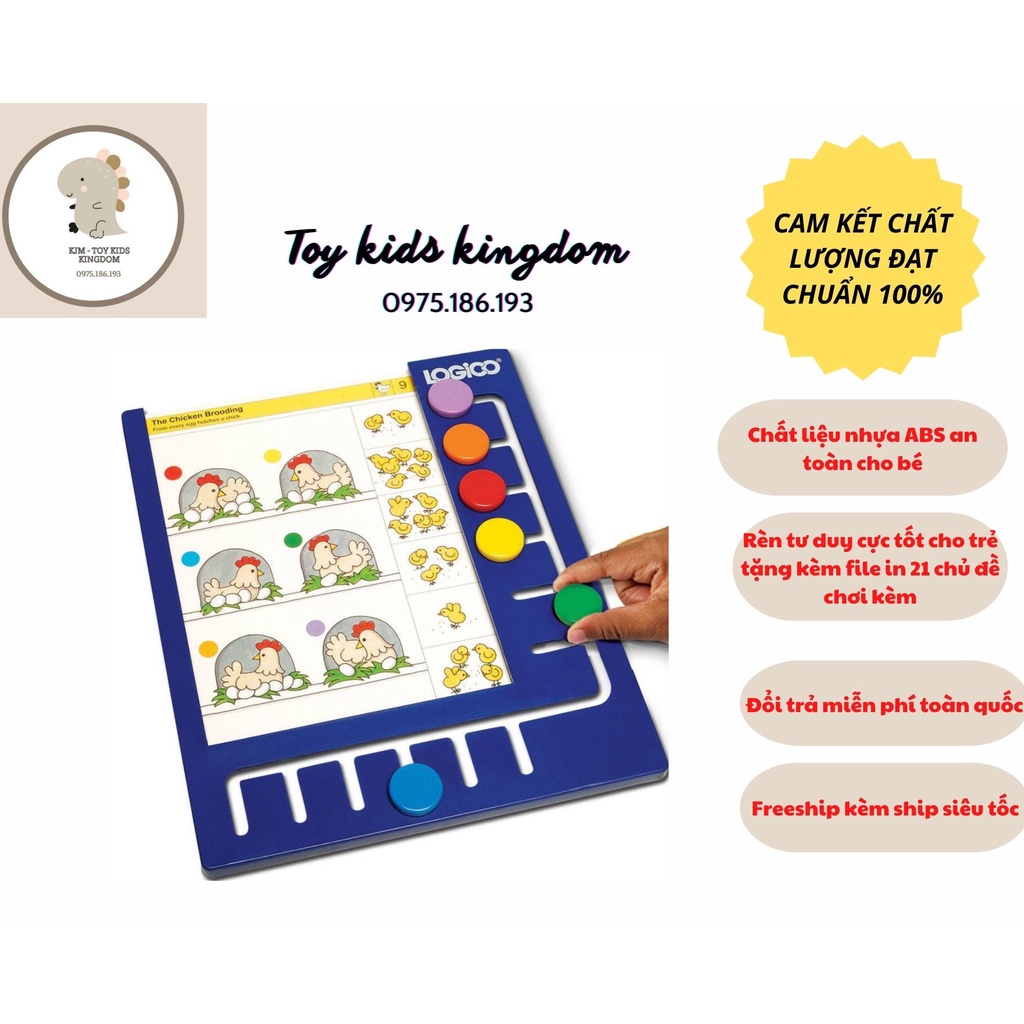 Bảng và học liệu LOGICO PRIMO bộ đồ chơi phát triển trí tuệ toàn diện cho bé - tặng kèm file in 21 chủ đề chơi kèm