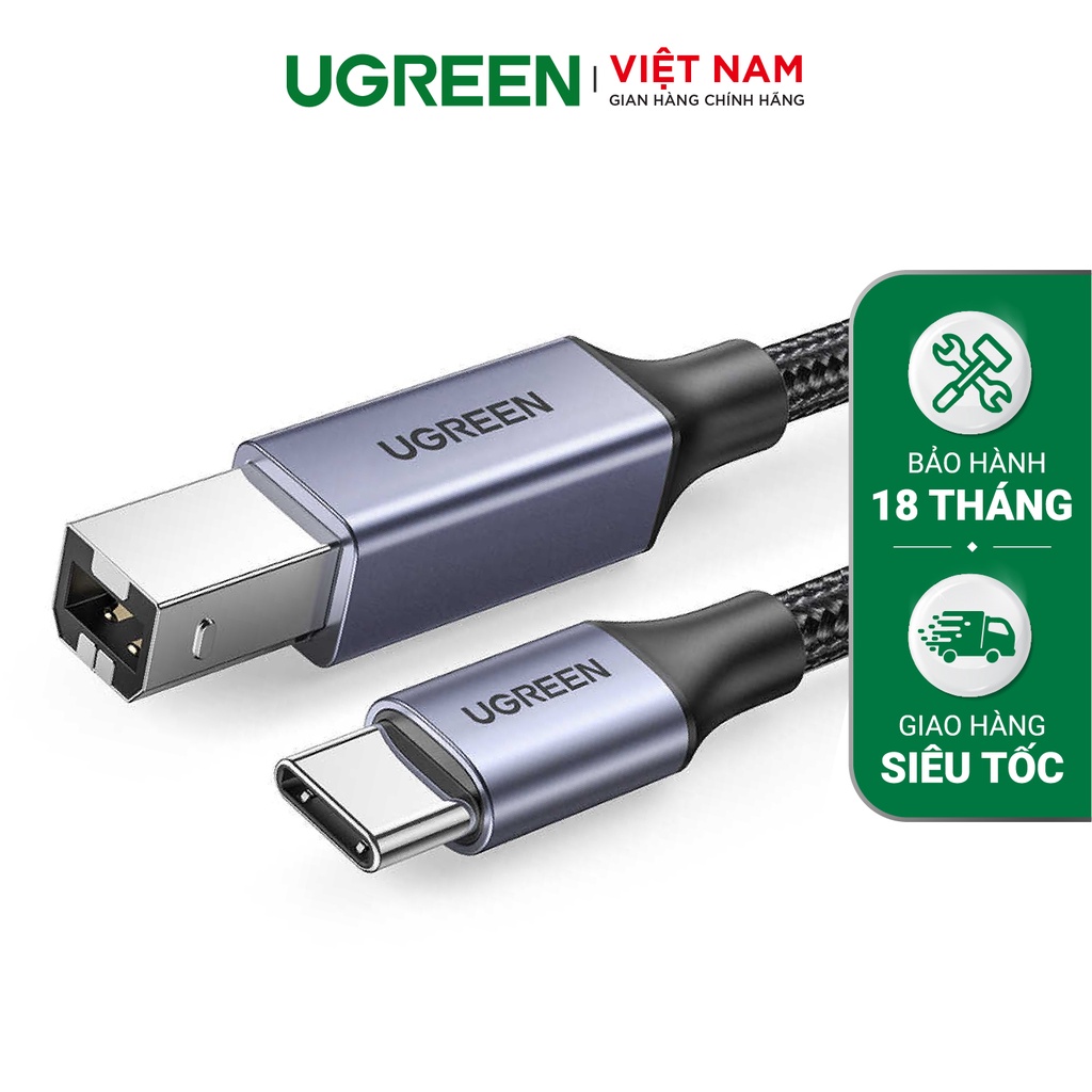 Dây máy in hỗ trợ cổng USB type C sang USB B dài 1-3m UGREEN US370