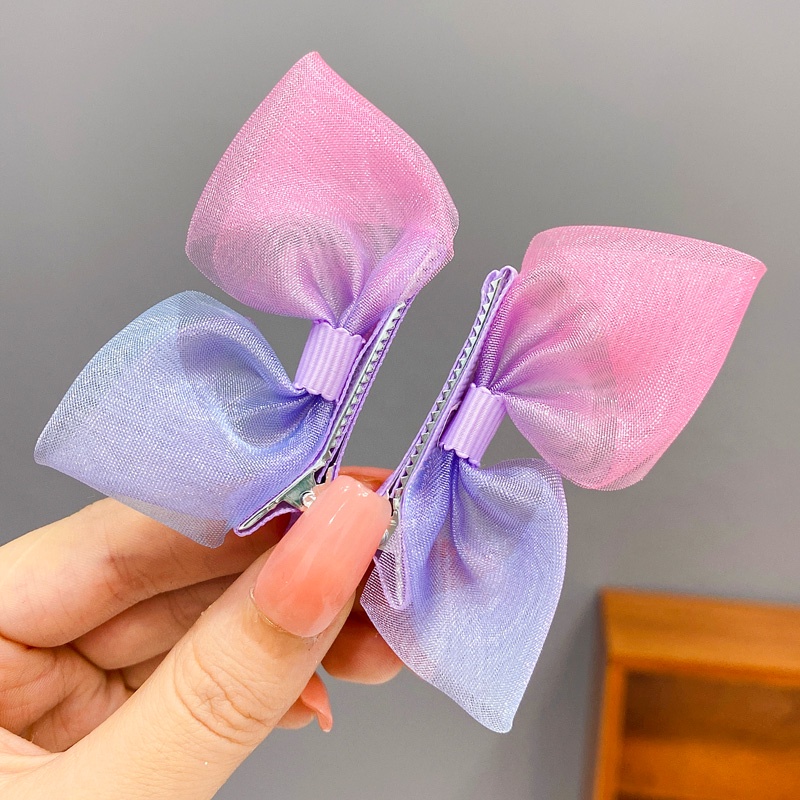 Set 2 Kẹp Tóc Hình Nơ Xinh Xắn Phong Cách Hàn Quốc Cho Bé Gái