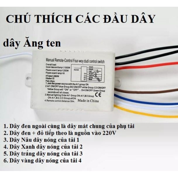 Bộ Công Tắc Điều Khiển Từ Xa 4 Cổng 2 Điều Khiển LS-Electric Khoảng Cách 30M Sóng RF 315 Xuyên Tường RF