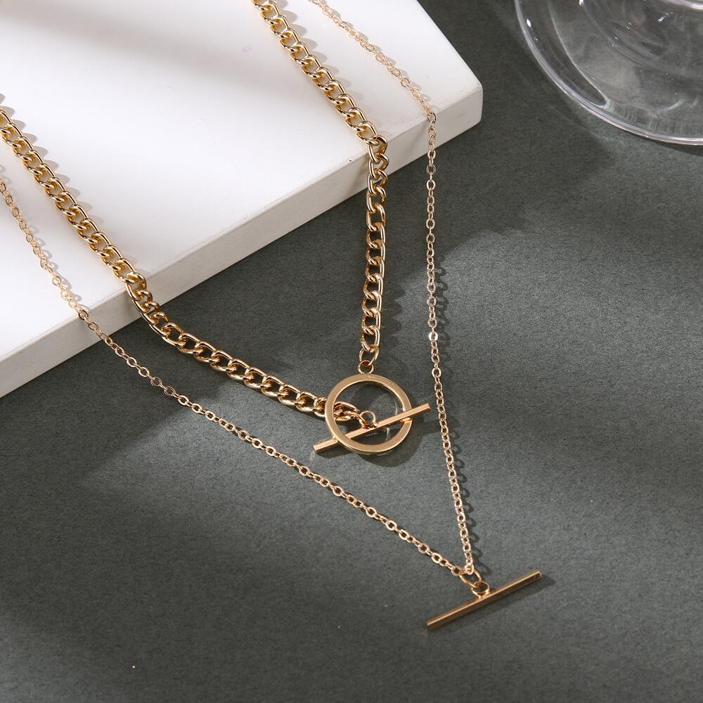 Vòng Cổ Choker Hai Lớp Có Khóa Kim Loại Đơn Giản Cổ Điển Phong Cách Hip Hop Mới Cho Nữ