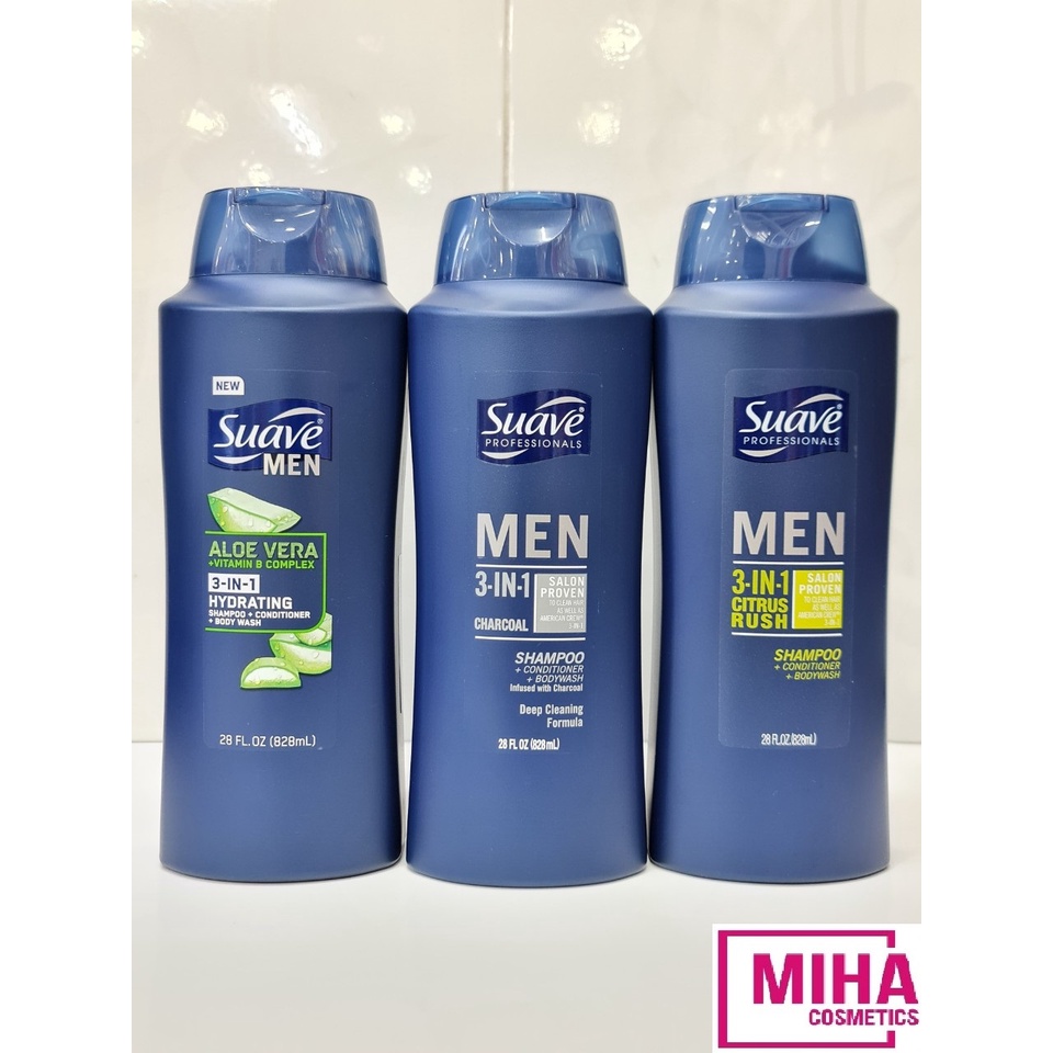 Sữa Tắm Gội Xả 3 Trong 1 Cho Nam SUAVE Men 828ml Mỹ