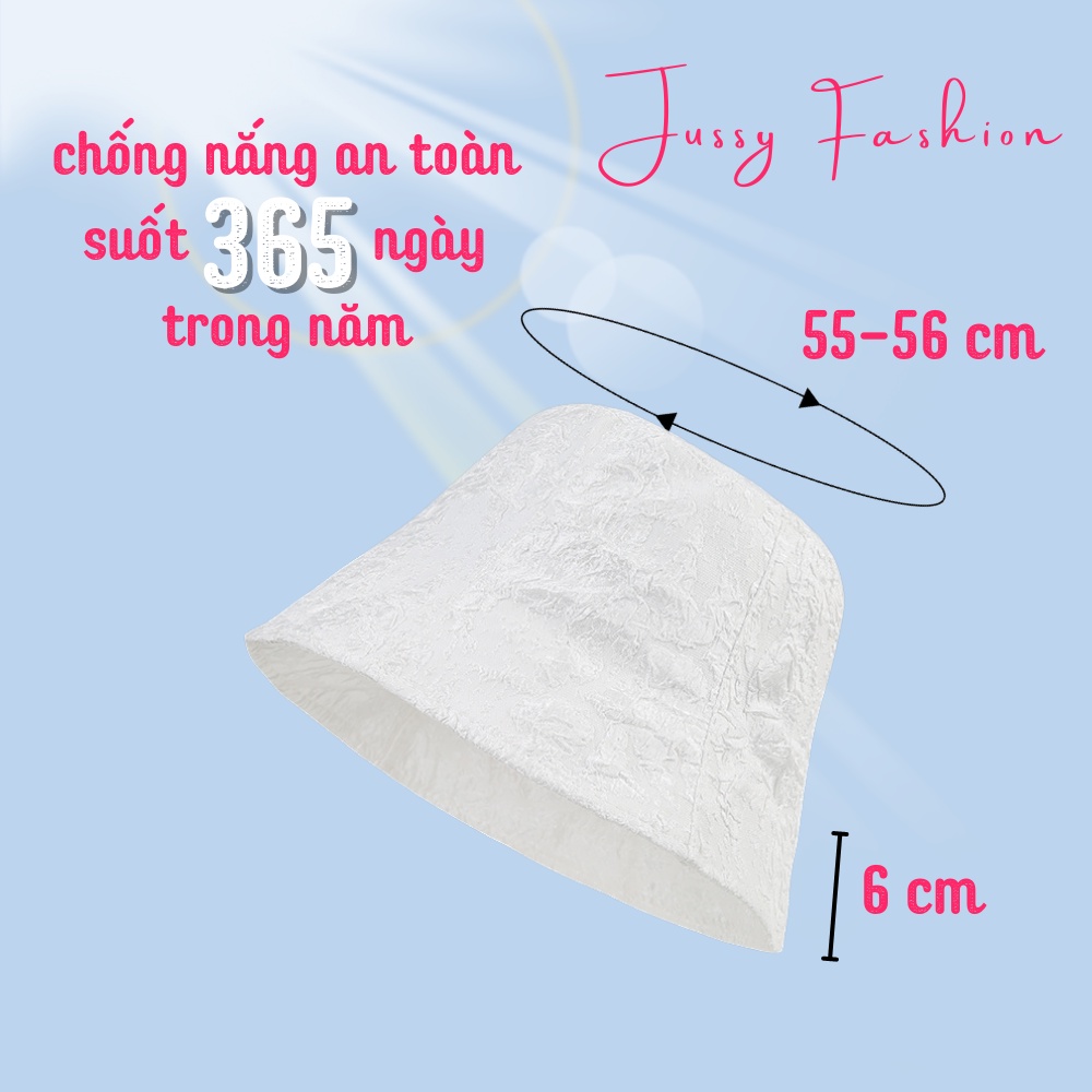 Mũ Bucket Nữ Vải Cotton Mềm Phối Ren Jussy Fashion Kiểu Nón Tai Bèo Vành Cụp Phong Cách Hàn Quốc Thời Trang Thu Đông