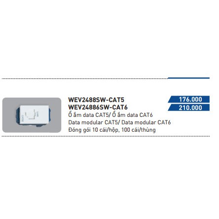 Ổ cắm Data CAT5 Panasonic, Hạt mạng WEV2488SW [Dòng WIDE]