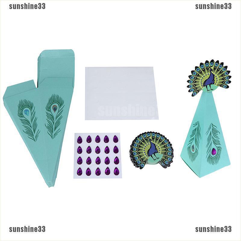 Set 20 Hộp Đựng Kẹo Hình Chim Công DIY Cho Bé