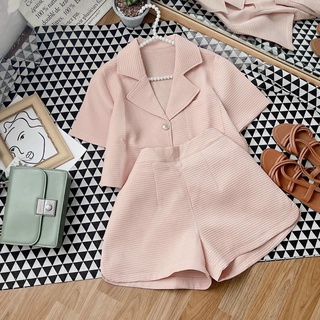 Set áo croptop form vest chất xốp + short