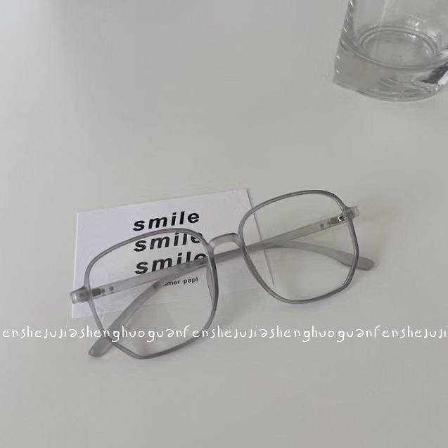 insSimple Gray Ultra Light Anti Blue-Ray Plastic Glasses Couple Concave Shape Face without Makeup Gadget Face-Looking Small Plain Glasses