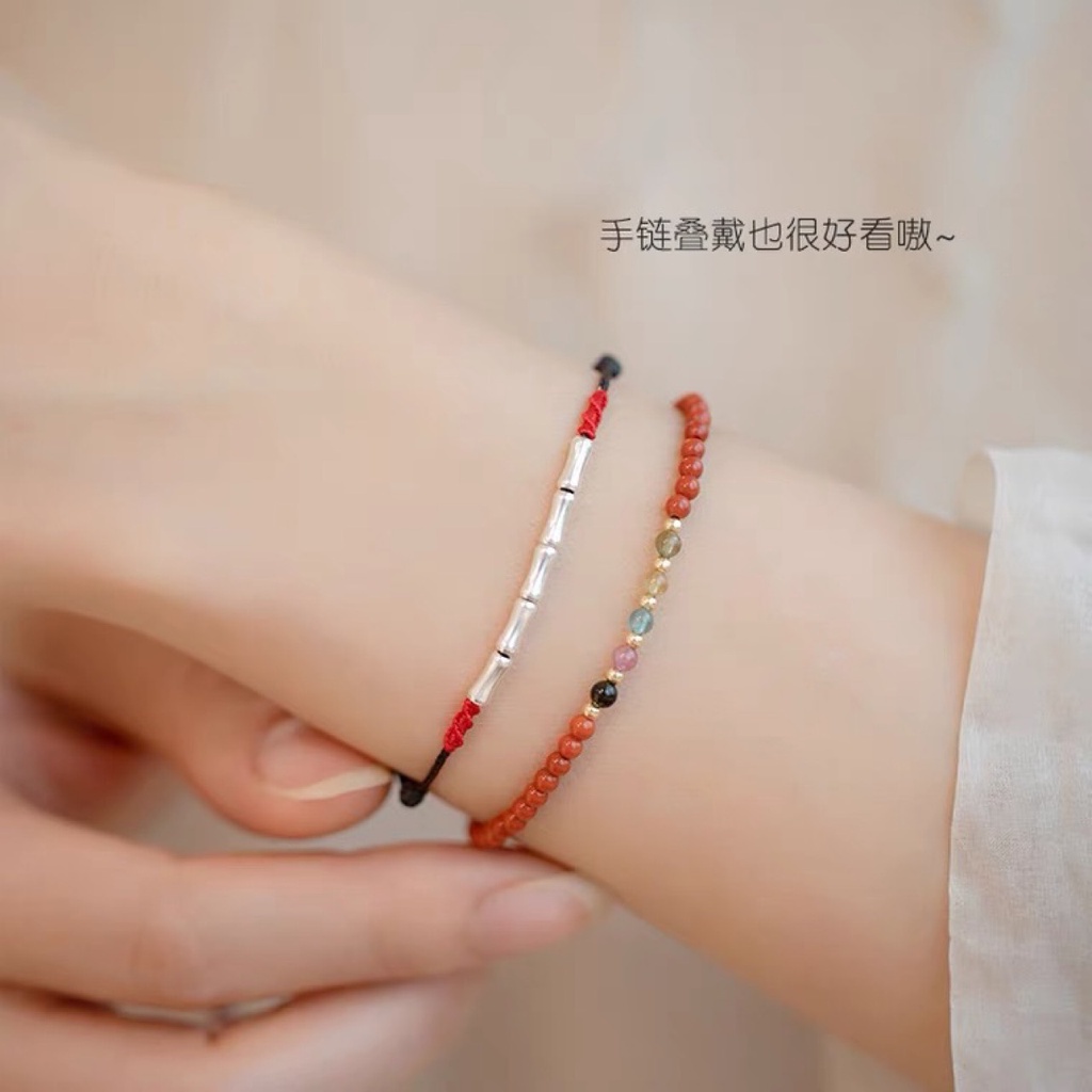 [Hàng Mới Về] Lắc Chân Sợi Tre Bện Màu Đỏ Nhiều Màu Sắc Phù Hợp Với Nữ