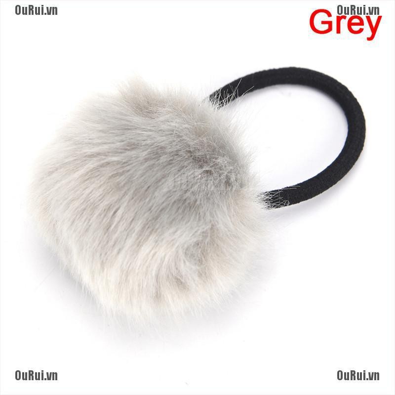 Dây Cột Tóc Đính Bóng Lông Dễ Thương Cho Nữ