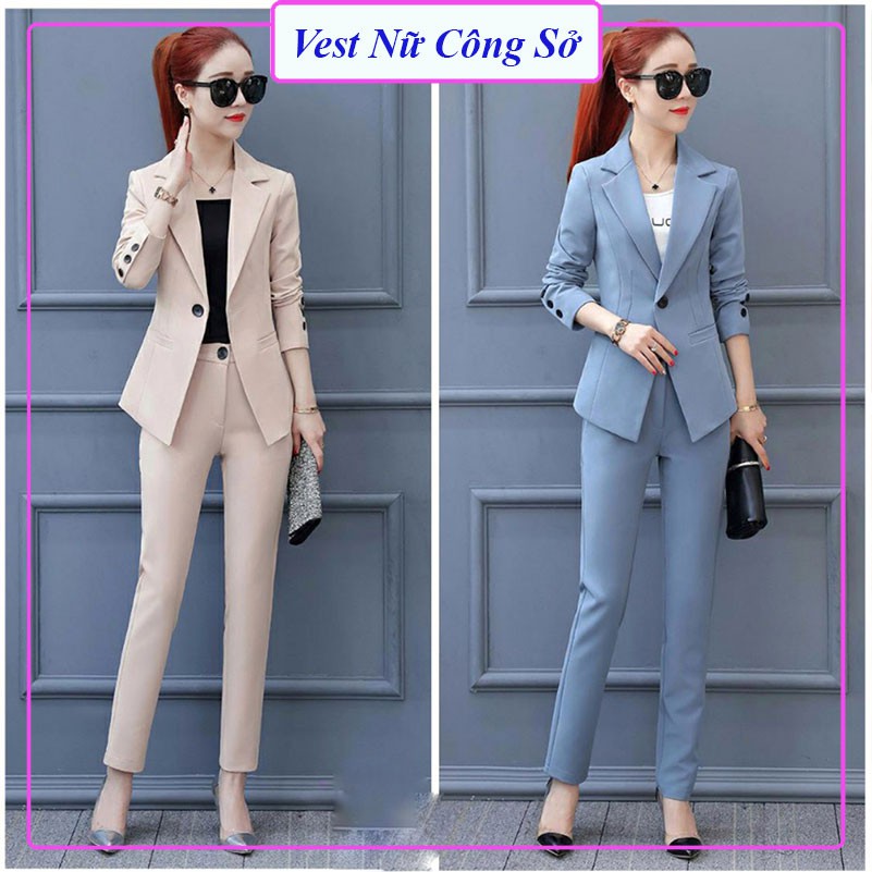 Set Vest Nữ ❤️𝑭𝑹𝑬𝑬𝑺𝑯𝑰𝑷❤️ Bộ Vest Nữ Công Sở Hàn Quốc Sang Trọng Và Cá Tính