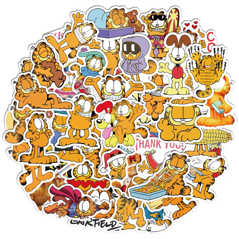 Set 50 Sticker Mèo Garfield Dán Trang Trí Đa Năng