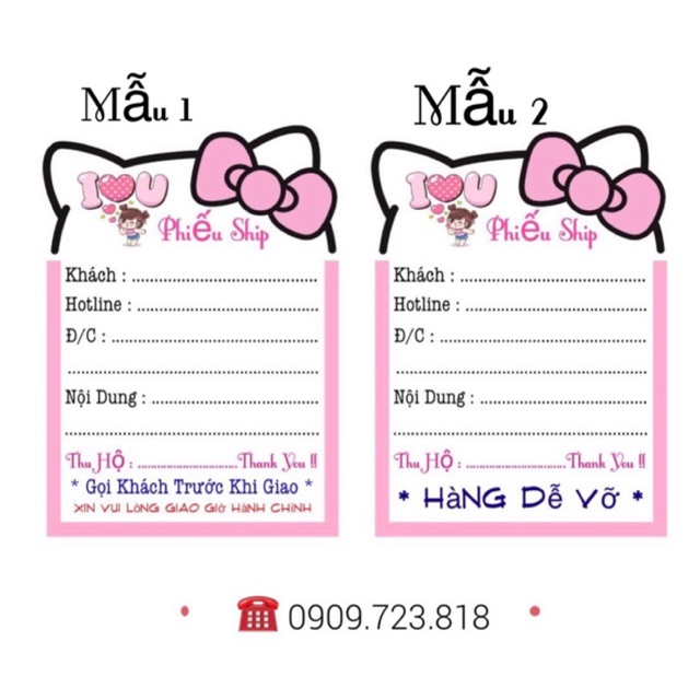 Phiếu giao hàng kitty có keo dán sẵn