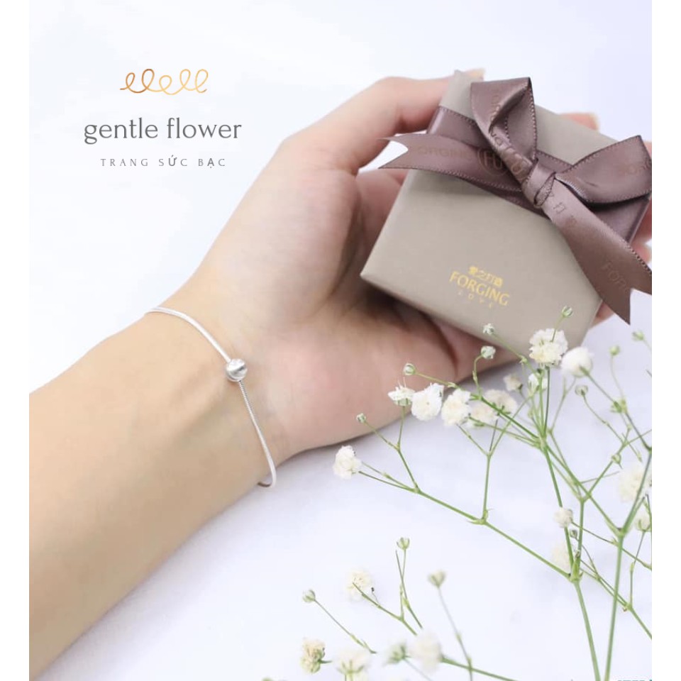 [FREE SHIP]Lắc Tay Bạc Ý Phay Đơn Giản Sang Trọng Gentle Flower