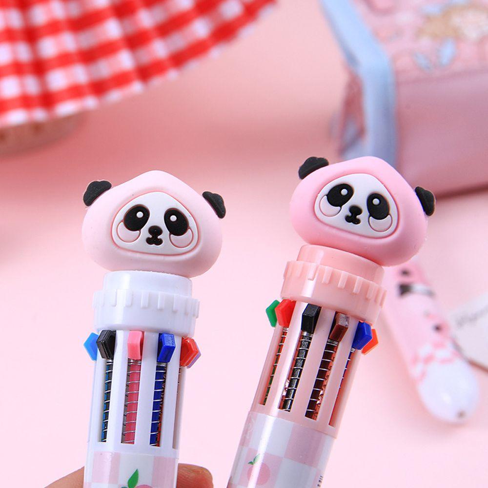 Bút Bi 10 Màu Ngòi 0.5mm In Hình Gấu Trúc Dễ Thương