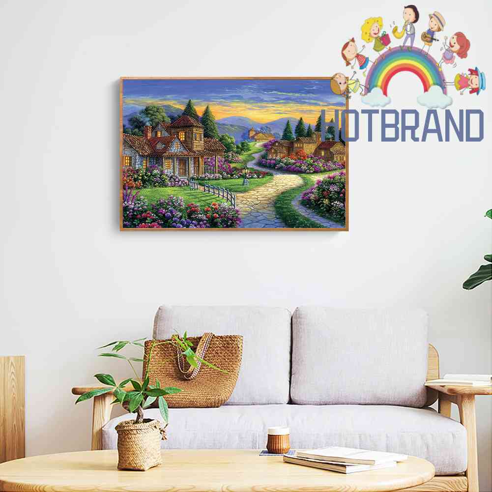 Bộ Tranh Đính Đá 5D Tự Làm Toàn Diện Họa Tiết Khu Vườn Suburban