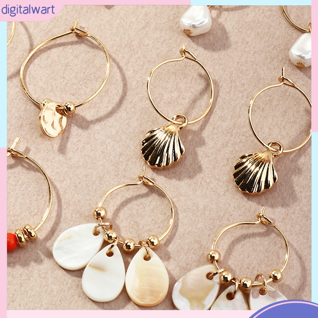Bộ 6 Đôi Khuyên Tai Hình Vỏ Sò Xinh Xắn Cho Nữ