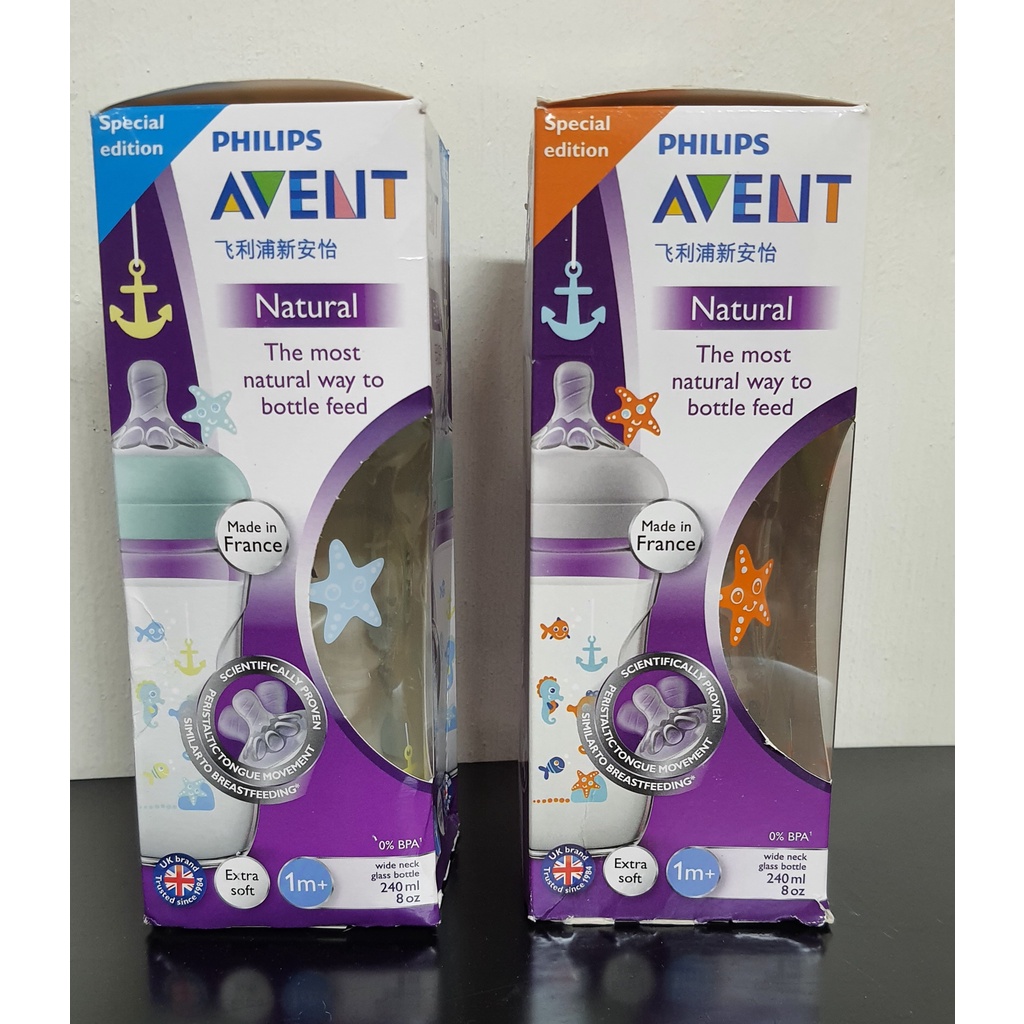 Bình sữa Avent Natural thủy tinh họa tiết 240ml