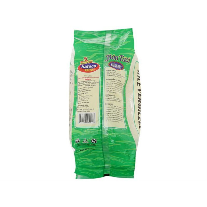 Bún tươi Safoco gói 300g - Sợi tròn, nhỏ, màu trắng