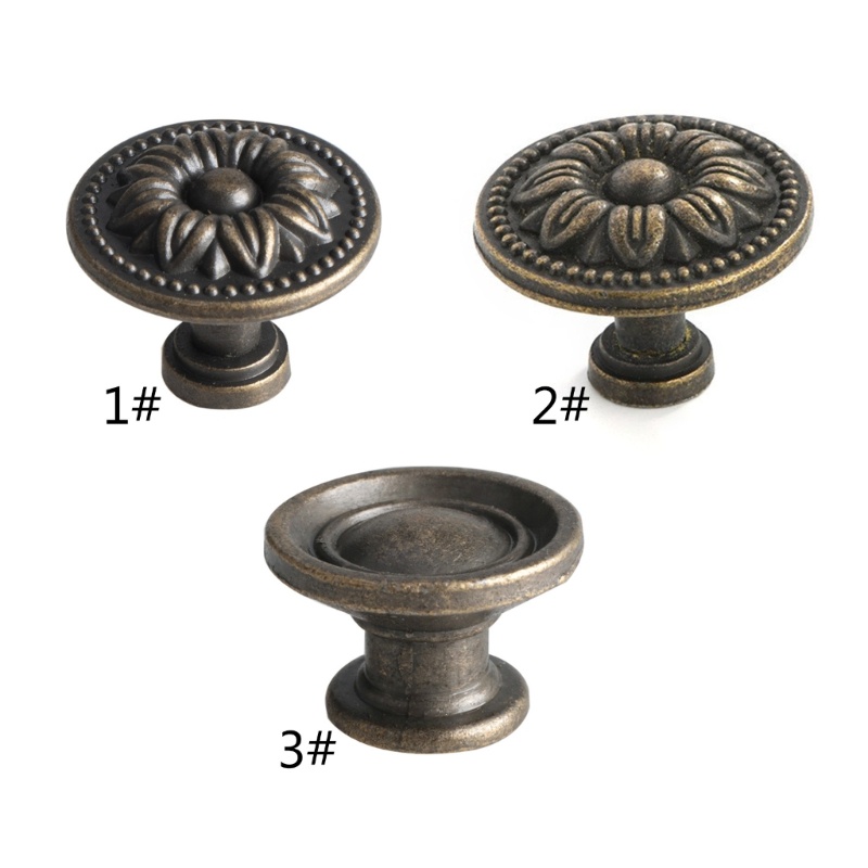 Set 5 Tay Nắm Cửa Tròn Bằng Hợp Kim Kẽm Phong Cách Vintage