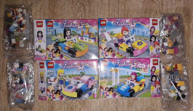 Lắp ráp 1 hộp Lego_Fashion Girl 66046 đua xe ô tô có nhiều chi tiết bằng nhựa ABS rất đẹp