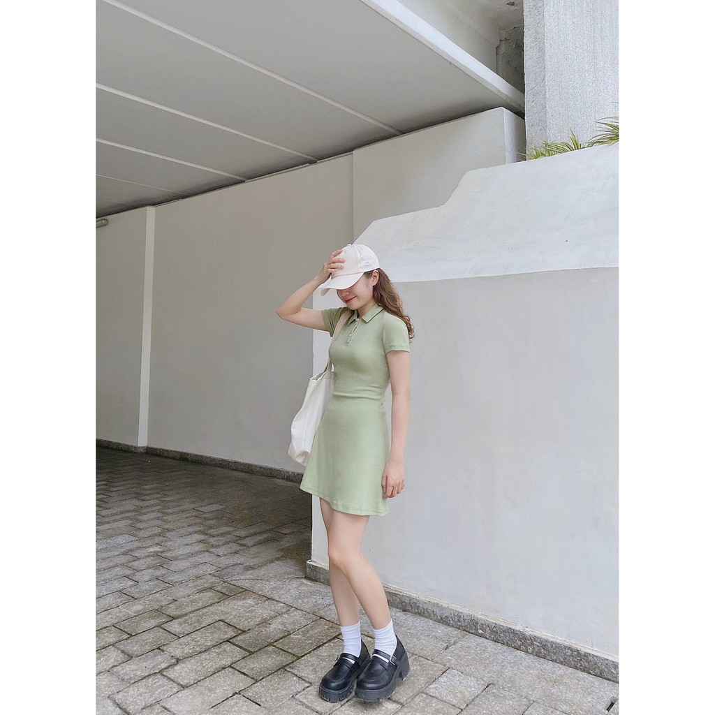 Đầm thun gân cổ polo POLO NECK DRESS | BigBuy360 - bigbuy360.vn