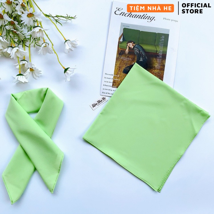 Khăn Bandana Màu Trơn Đội Đầu Cho Bé Gái Turban Quàng Cổ Tiệm Nhà He size 50x50cm
