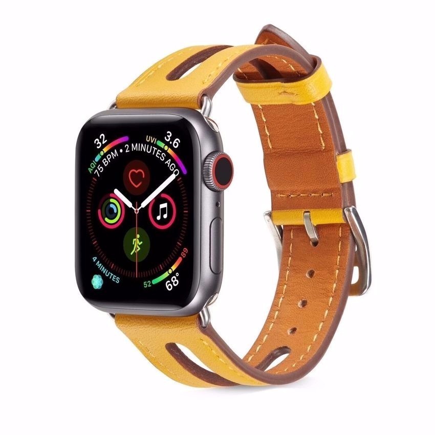 Dây đeo thay thế cho đồng hồ thông minh Apple Watch Series Se 6 5 4 3 2 1 40mm 38mm 42mm 44mm bằng da