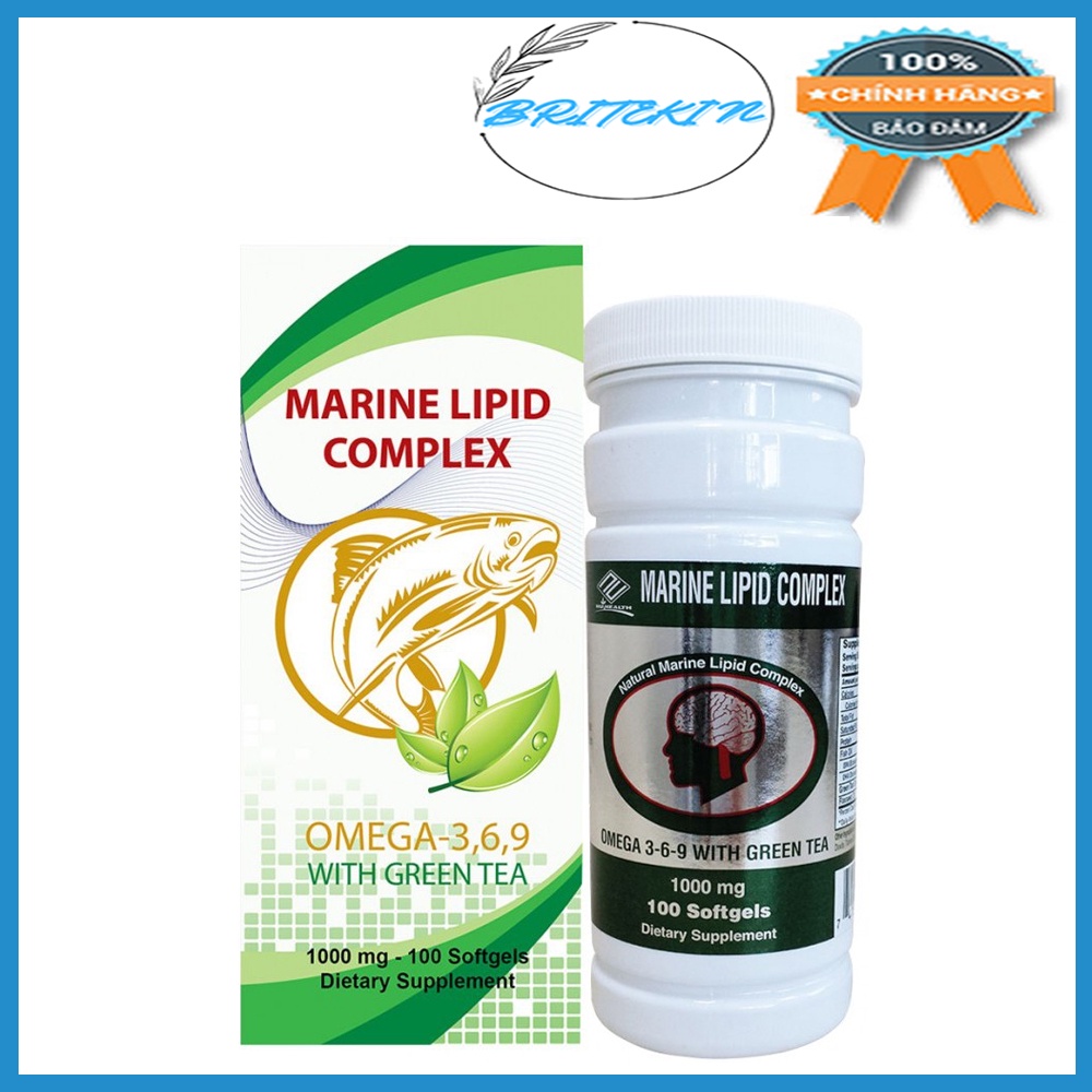 Viên Uống Dầu Cá Trà Xanh  Nuhealth Omega 3 6 9 With Tea Marine Lipid Complex (Hộp 100 Viên)