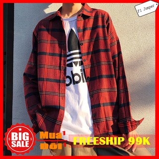 (RẺ VÔ ĐỊCH) Áo khoác sơ mi ca rô oversize