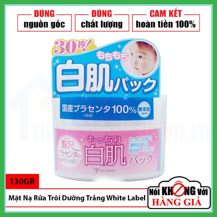 [CHÍNH HÃNG NHẬT BẢN] Mặt Nạ Rửa Trôi Dưỡng Trắng Da Từ Nhau Thai White Label Hũ 130Gr | Tẩy Da Chết | Dưỡng Trắng