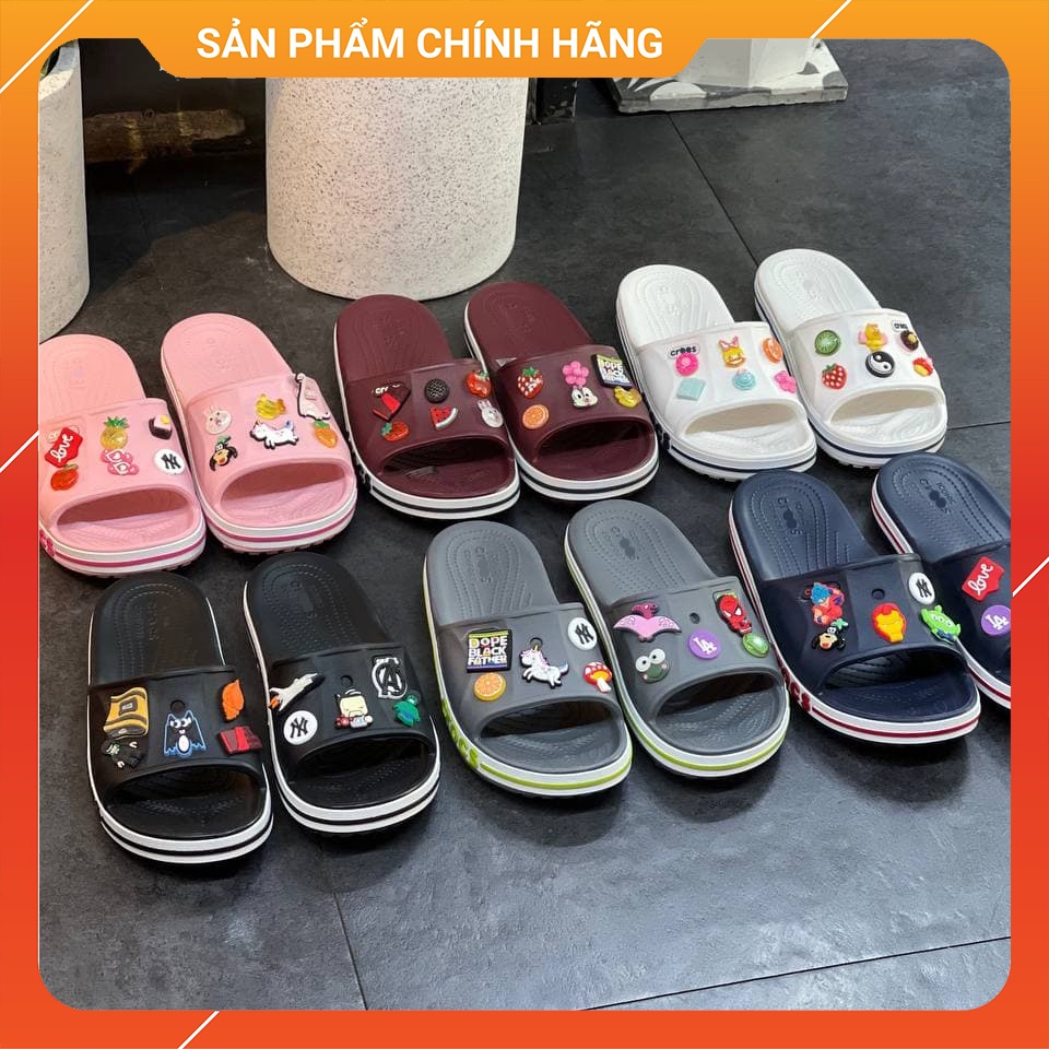 Dép quai ngang BS Cross Baya Slide unisex viền điểm nhấn cùng sticker dễ thương - Hàng chính hãng - Sấu vui vẻ Official