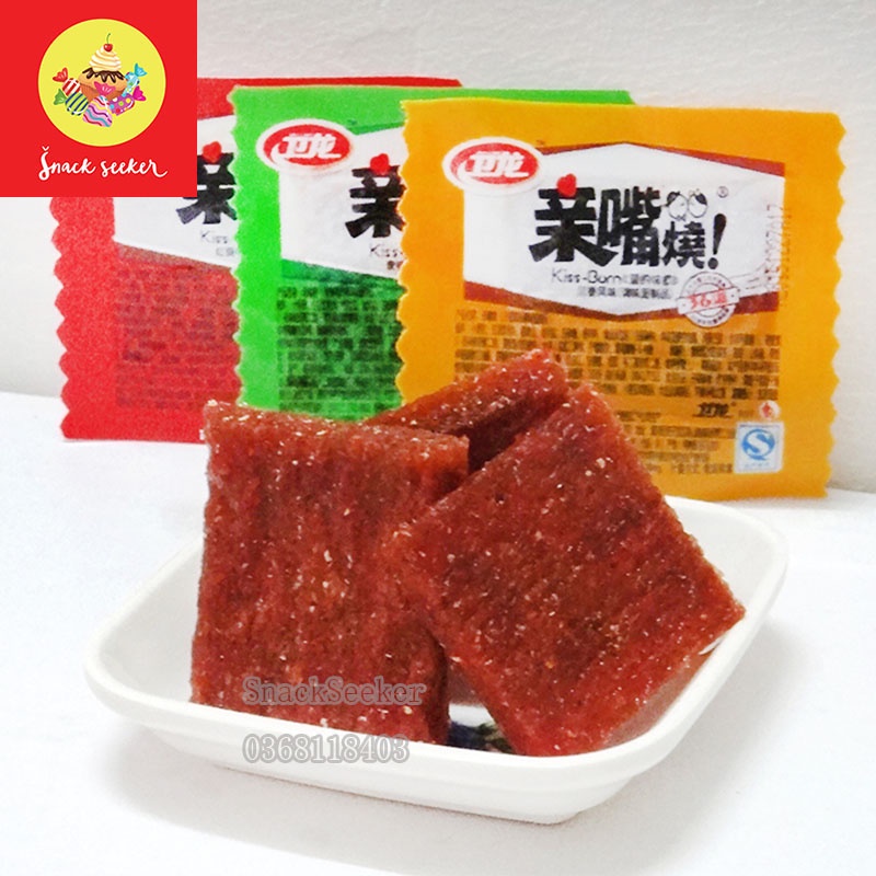 COMBO 2 TĂM CAY VUÔNG KISS BURN cay ngon - Combo 3 gói thịt chay - Đồ ăn vặt Trung Quốc cay thơm