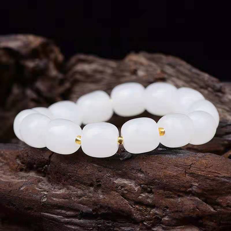 Vòng tay Ngọc Hetian và trắng tự nhiên cho các cặp đôi nam nữ Cùng loại hạt chuỗi cũ Chuyển đồ trang sức phù hợp đơn giản